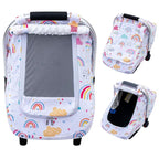 Car Seat Cover Baby Girls, Infant Car Seat Cover for Outdoor, Breathable Carseat Cover with Privacy Sun Shade & Mesh Window f