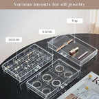 ProCase Acrylic Earrings Holder Organizer Box, Large Clear Earring Jewelry Storage Transparent Stackable Drawers Jewelry Disp