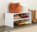 Whitmor Wood Stackable 2-Shelf Shoe Rack, White, 24 inches，2 Pack