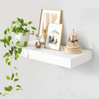 12 Inch Deep Floating Shelves | 24 Inch White Floating Shelves | 24" W x 12" D White Wood Shelves for Wall | Deep Wood Shelve