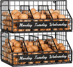 Egg Holder Countertop with 5 Dividers & Labels, 2 Tier Stackable Chicken Egg Baskets for Gathering Fresh Eggs, Egg Organizer 