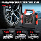 Jump Starter with Air Compressor,2000A Car Battery Jumper Starter 260 PSI Tire Inflator,6 in 1 Auto Lead-Acid Battery