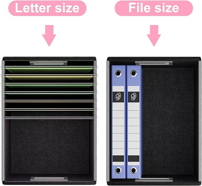 Huolewa Portable Leather File Organizer Storage Boxes, Collapsible File Folder Organizer Boxes with Lids, Document Organizer,