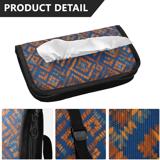 Car Tissue Holder Car Visor Organizer Tissue Box Holder for Car Sun Visor Organizer with Car Vehicle Accessories Essentials Interior for Women Men Blue Orange Diamond Tie-dye