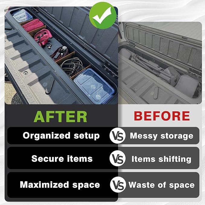 Muslogy for 2023-2026 Colorado & Canyon Tailgate Organizer Storage Divider 4PCS Black ABS Material Compatible with Chevy Colorado/GMC Canyon StowFlex Tailgate Accessories 2023 2024 2025 2026