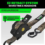 Rhino USA x Realtree Retractable Ratchet Straps (4PK) 1"x 9' (1,209lb Break Strength)- Heavy Duty Auto Self Retracting Tie Down Straps for Truck, Cargo Trailer, Motorcycle, ATV, UTV- Realtree APX Camo