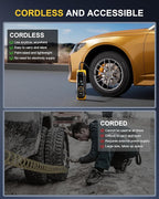 Tire Inflator Portable Air Compressor, 180PSI Cordless 6X Faster Air Pump, Air Compressor with Pressure Gauge, One Click Smart Tire Pump for Car, Motorcycle, Bicycle and Ball(Black)