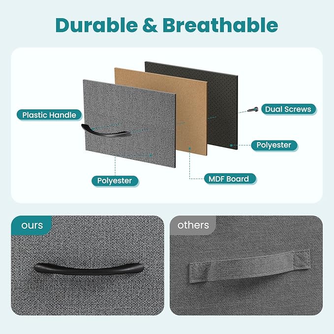 DUMOS 8 Drawer Dresser for Bedroom, Fabric Storage Organizer with Sturdy Metal Frame, Wooden Top Chest of Drawers for Closet 