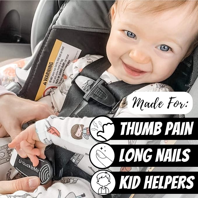 UnbuckleMe Car Seat Buckle Release Tool (As Seen on Shark Tank) - Easy Opener Aid for Arthritis, Long Nails, Older Kids - Button Pusher for Infant, Toddler Car Seats (2 Pack, Pink & Purple)