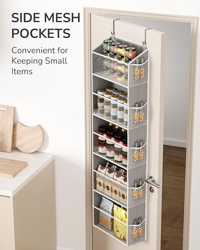 ULG 1-Pack Over Door Organizer with 5 Large Pockets 10 Mesh Side Pockets, 44 lbs Weight Capacity Hanging Storage Organizer wi