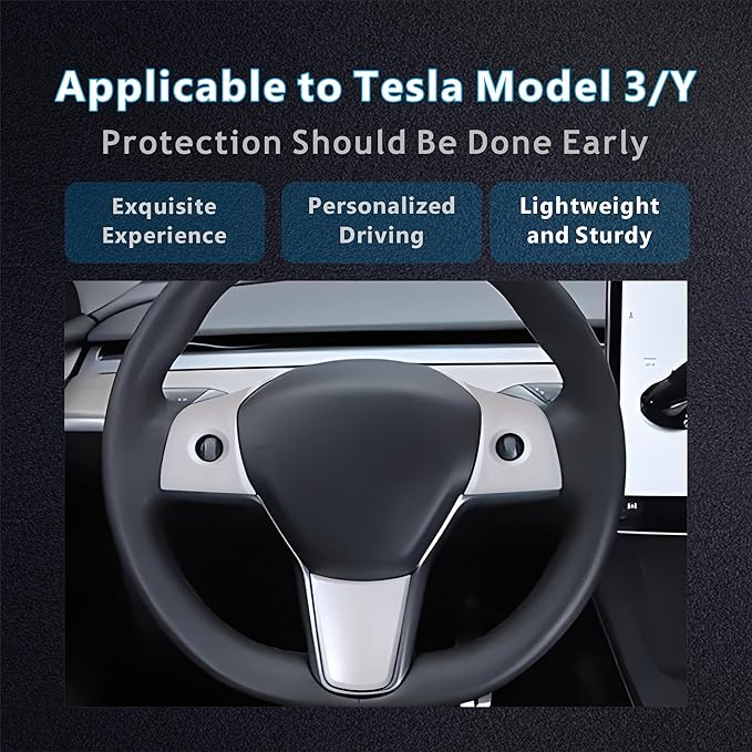 for Tesla 2017-2023 Model 3 and 2020-2024 Model Y Steering Wheel Cover Trim Interior Decoration Protection Accessories (Matt Withe)
