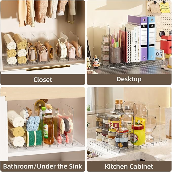 Bag & Purse Organizer for Closet Stackable Acrylic Shelf Dividers for Closet Organization, Clear Handbag Purse Storage Organi