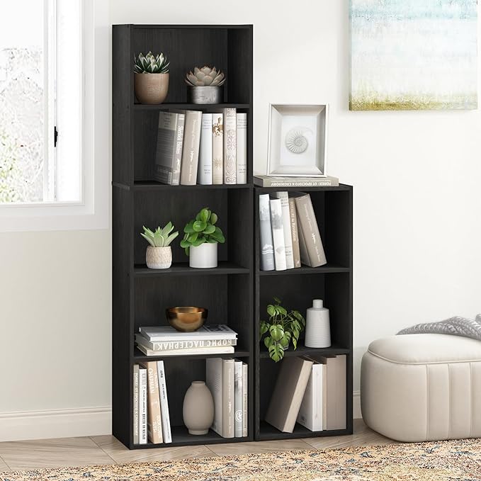 Furinno LUDER Book Shelf, 5-Tier Bookshelf, Bookcase with Open Shelves, 9.4 x 15.8 x 52, Easy Assembly, for Living Room, Bedr