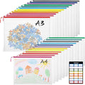 24pcs Mesh Zipper Pouch Bags, 12 Colors Extra Large 12PCS A3 and 12pcs A4, Puzzle Bag for Organizing, Classroom Must Have Sto