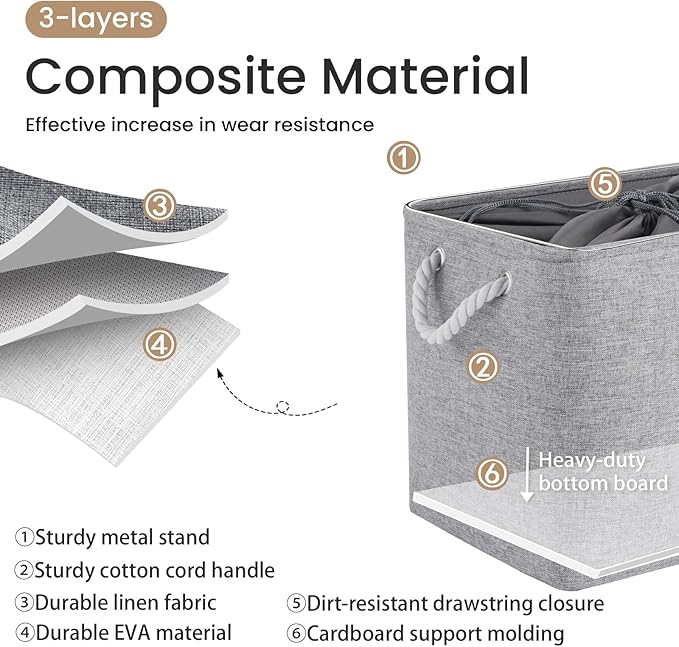 Large Storage Baskets- 16x12x12 inch Storage Bins for Shelves and Closet Organizing, Foldable Fabric Bin for Home Organizatio