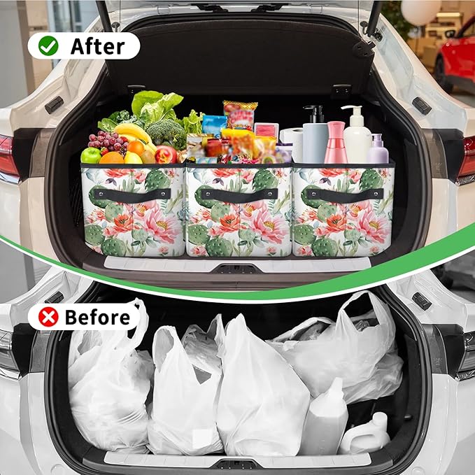 Reusable Grocery Bags Heavy Duty Shopping Bags Foldable Large Tote Bags with Long Handles & Hard Bottom