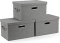 Graciadeco Medium 15" 21 Quart Collapsible Stackable Storage Bins with Lids, 3 Packs Grey Foldable Fabric Closet Boxes Heavy-