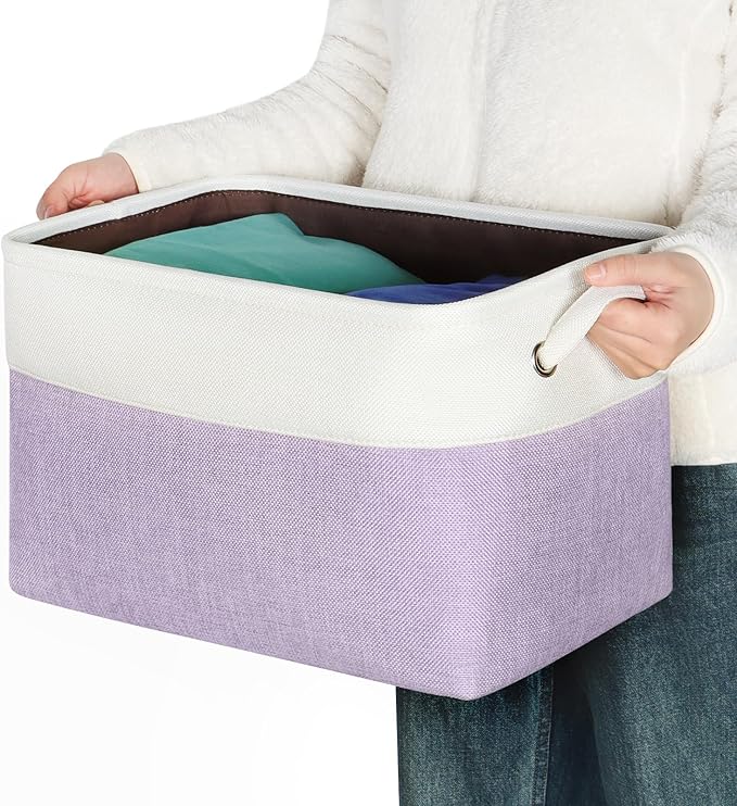 Kntiwiwo Foldable Storage Bin Collapsible Fabric Storage Basket Cube with Durable Handles Closet Organizer Bins for Organizin