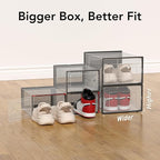 Foluck X-Large Shoe Storage Box, 15 Pack Clear Plastic Stackable Shoe Organizer for Closet, Interlocking Design Shoe Containe