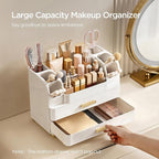 HBlife Makeup Organizer for Vanity with Brush Holder, Large Bathroom Countertop Cosmetic Organizer Skin Care Storage, Easy to