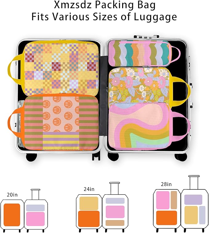8 Pcs Compression Packing Cubes for Travel, Lightweight Waterproof Luggage Organizer Bags Set, Washable Packaging Cubes for W