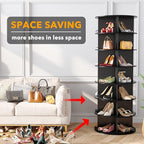 SpaceAid 7 Tier Rotating Shoe Rack Tower, Spinning Shoe Display Lazy Susan, Revolving 360 Shoe Rack Storage Round Carousel, V