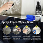 Car Interior Foam Cleaner - Powerful Waterless Carpet Upholstery & Seat Stain Remover for Leather, Fabric, Vinyl - Auto Detai