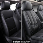 Coverado Front Seat Covers, 2 Pieces Universal Seat Covers for Cars, Breathable Fabric & Leather Car Seat Protectors, Car Sea