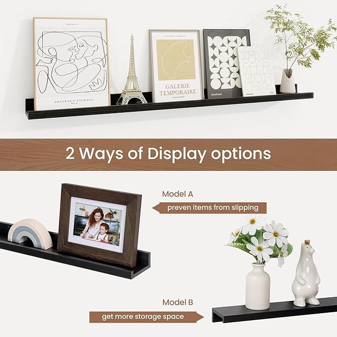 Picture Ledge Shelf, Floating Shelves Set of 2, 36 Inches Solid Wood Nursery Book Shelves for Toys Storage, Kids Bookshelf Wa