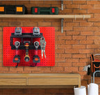 Heavy Duty Drill Holder for 1/4" Holes - Stores up to 3 Drills, Organizes on Pegboard, Includes Pegs and Hooks