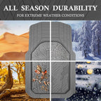 CAR PASS Floor Mats for Cars M-L Size, Heavy Duty Rubber Floor Mats with Trunk Cargo Liner, Universal Trim-to Fit Automotive Floor mats for Truck Van SUV Waterproof All Weather Car Mats All Gray