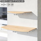 Floating Shelves for Concrete Wall: Solid Wood Shelf 15.75 and 23.6 inch with Heavy Duty Hidden Bracket for Display Books Pla
