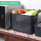Plastic Storage Baskets with Lid-Plastic Storage Containers Stackable Storage bins: Storage Baskets for Organizing Shelves Dr