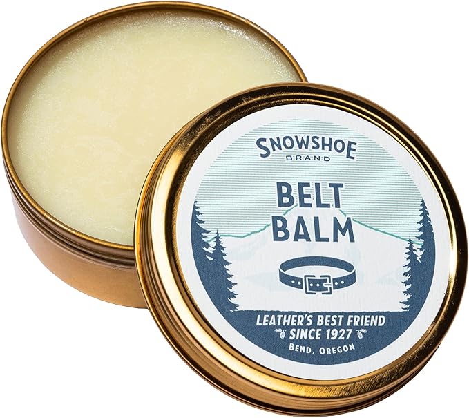 Snowshoe Belt Balm, Made in USA Since 1927 - Protect, Condition, Restore & Waterproof - Leather Conditioner for Belts, Wallet