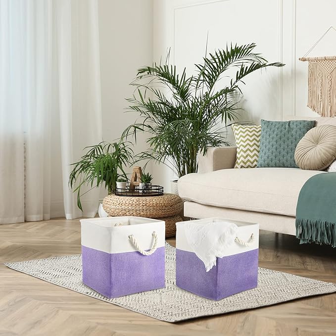 Geiserailie 6 Pcs 13 x 13 Inch Cube Storage Bins Fabric Storage Organizer Bins Foldable Cube Baskets with Sturdy Carry Handle
