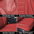 Coverado Car Seat Covers Full Set, Nappa Leather Seat Covers for Cars, Car Seat Protector Car Seat Cushion, Front and Back Se