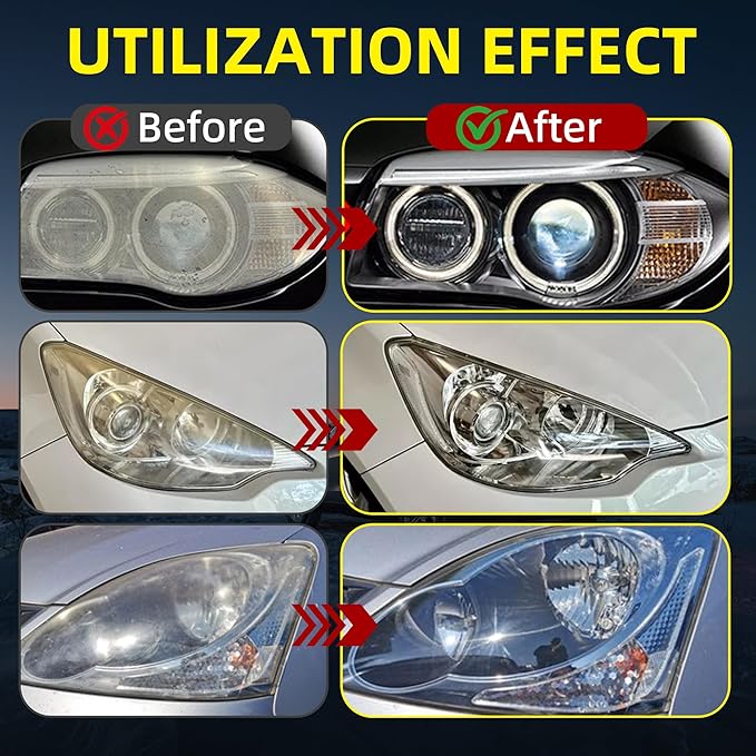Automotive Headlamp Restoration Fluid Kit, 2025 New Headlight Restoration Kit, Multifunctional Car Headlight Polishing Repair