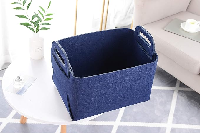 Minoisome Storage Basket Felt Storage Bin Collapsible& Convenient Box Organizer with Carry Handles for Office Bedroom Closet 