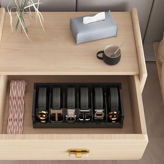 Belt Organizer for Drawer - Bamboo Belt Storage Organizer | Belt Rack for Closet Wall Mount Men Women Tie Sock Bra Scarf Ribb