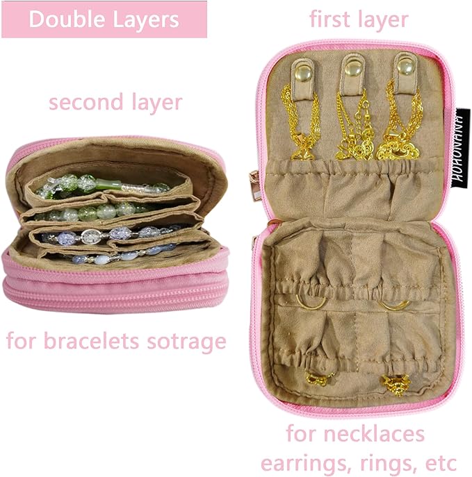 Travel Jewelry Case Small Jewelry Organizer Purse Jewelry Bag Women Christmas Gifts Jewelry Purse for Bracelet Rings Earring 