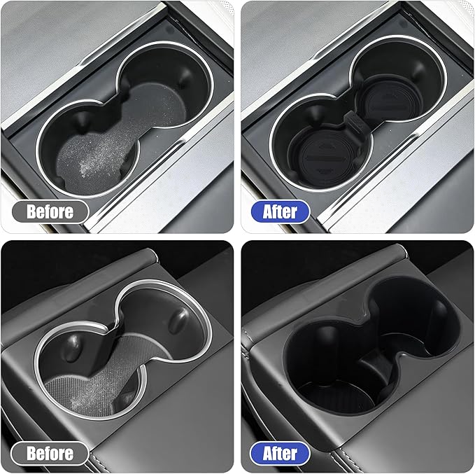 frani Cup Holder Set (2-Piece) Compatible with Tesla Model 3 2021-2026 & Highland Refresh - Premium Silicone Inserts for Cent