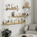 Floating Shelves, 8 Inch Deep Rustic Wood Wall Storage, 24W x 8D Wall Shelves Set of 2, Heavy Duty Metal Brackets, Industrial