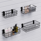 Heavy Duty Slatwall Baskets - 6 Pack Black Multi-Size Storage Organizer for Garage Workshop, Fits Standard Panels