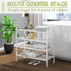 BMOSU 4-Tier Bamboo Shoe Rack Premium Stackable Shoe Shelf Storage Organizer for Hallway Closet Living Room Entryway Organize