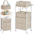 Modanais Baby Diaper Caddy Organizer Cart with Drawers - 3In1 Rolling Storage Cart with Wheels, Removable Diaper Caddy, Detac