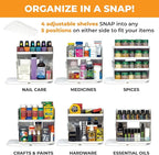 Cabinet Caddy SNAP! Spice Rack Organizer for Cabinet - Slide & Rotate Seasoning Organizer - 4 Snap-In Adjustable Shelves for 