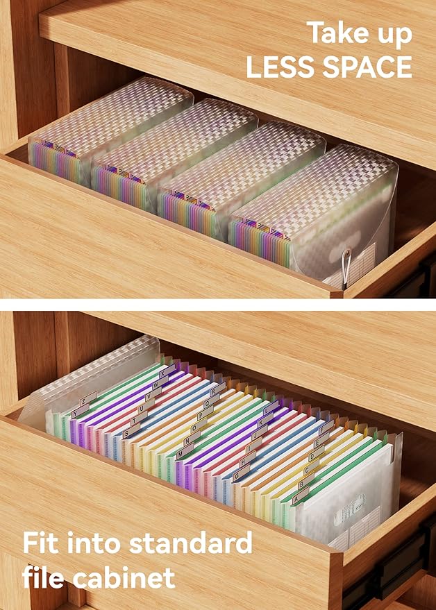 ABC life 26-Pocket Accordion File Organizer, Expandable Monthly Bill & Receipt Holder with Colored A-Z Tabs, Portable Folder 