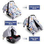Rquite Baby Car Seat Cover, Carseat Covers Baby Boy, Minky Infant Car Seat Cover Winter, Peekaboo Opening Car Seat Canopy, Mu