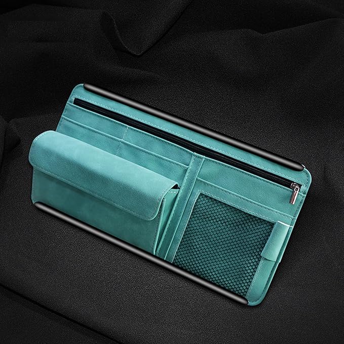 Sun Visor Organizer, Multi-Pocket Auto Visor Organizer for Car, SUV and Truck, Card Holder Glasses Holder for Car Interior Accessories Car Organizers And Storage, Blue