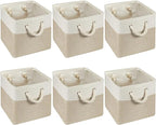 Geiserailie 6 Pcs 12 x 12 Inch Cube Storage Bins Fabric Storage Organizer Bins Foldable Cube Baskets with Sturdy Carry Handle